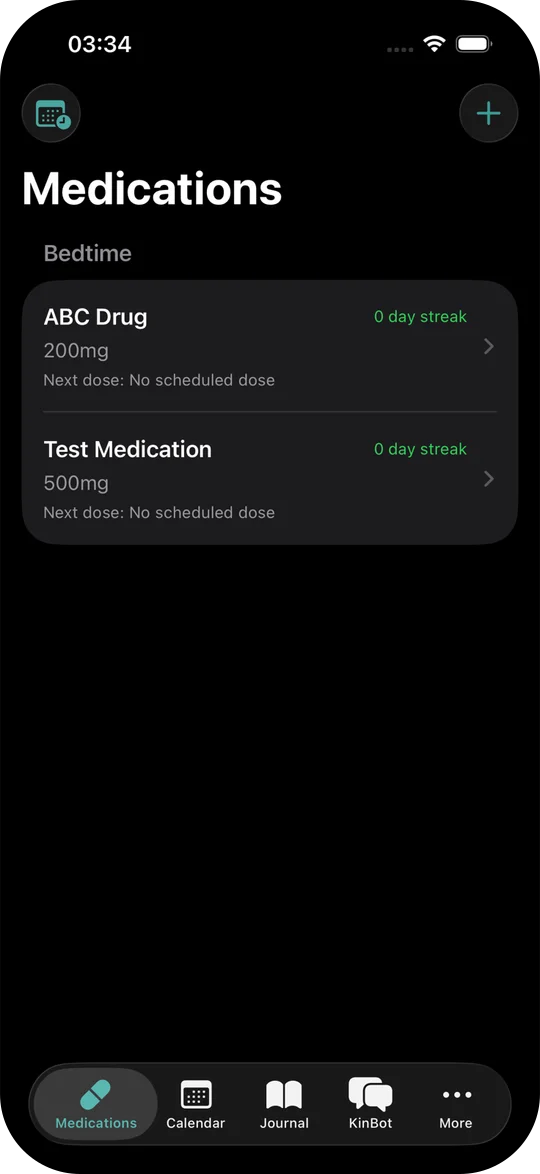 KinBridge medication dashboard, care-team collaboration, and home view on iPhone and iPad, mobile