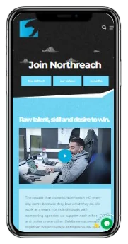 Northreach recruitment site on tablet and mobile, mobile