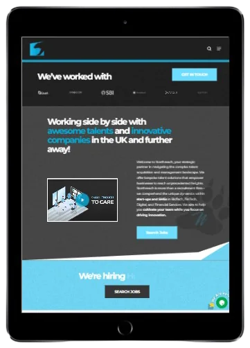 Northreach recruitment site on tablet and mobile, tablet