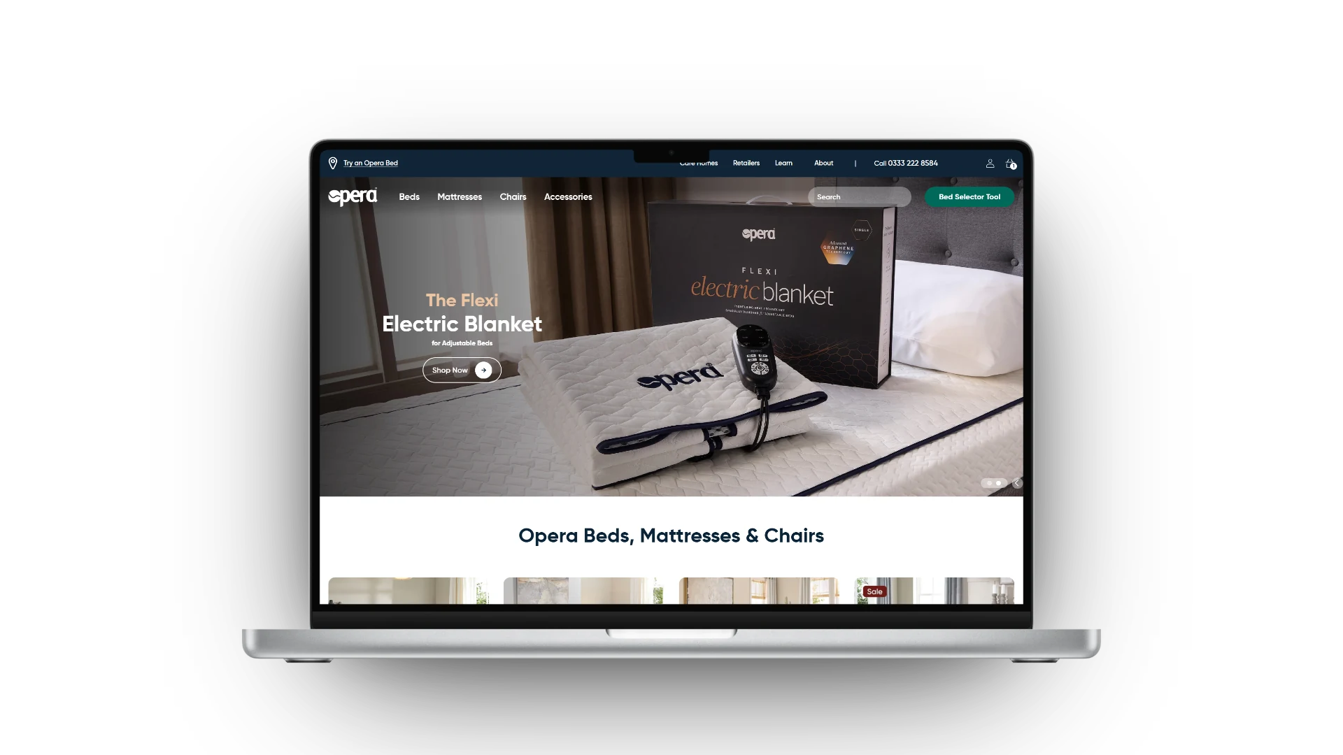 Opera Beds storefront on tablet and mobile