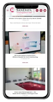 SanData IT-Trainings site on tablet and mobile, mobile