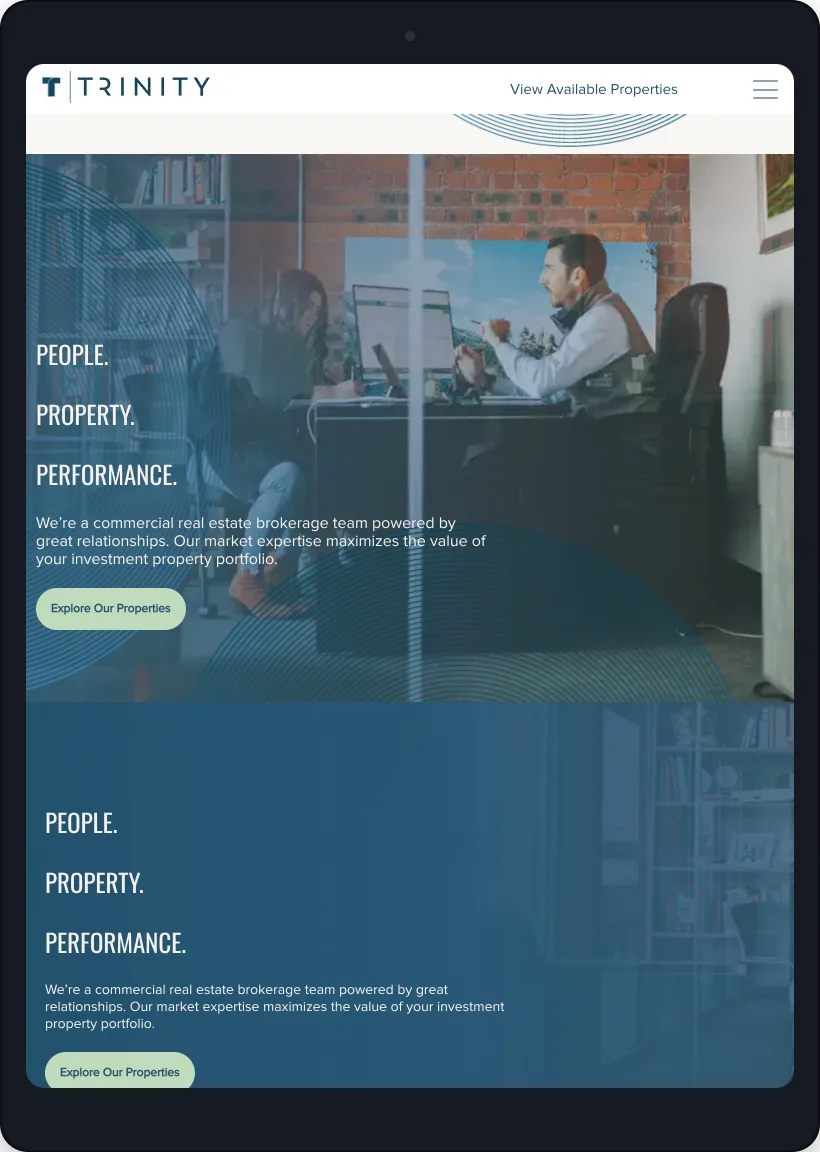 Trinity REIS property listings on tablet and mobile, tablet