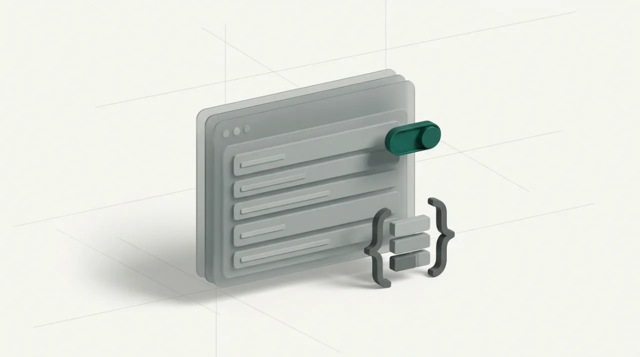 Minimalist 3D illustration of a custom web application interface